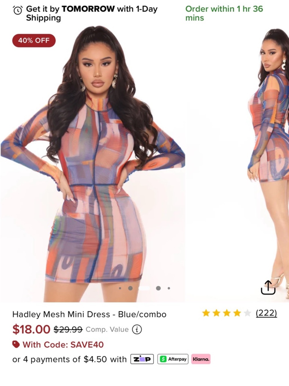 Fashion Nova Hadley Mesh Mini Dress - Blue, Orange, Purple Combo